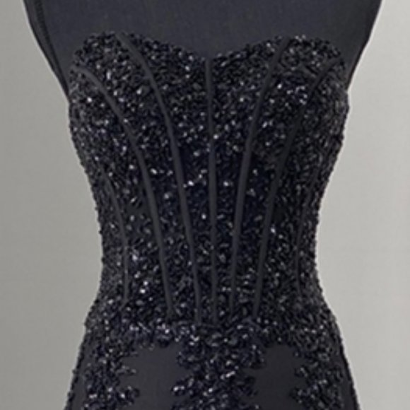 NEW Black Evening Long Sweetheart Strapless Mermaid Prom Dress GOWN AC774 - Picture 7 of 8